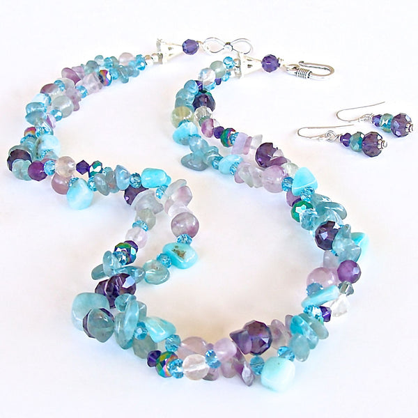 Handmade purple and aqua beaded twist