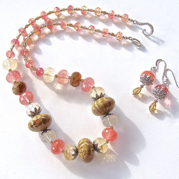 Handmade terracotta beaded necklace set