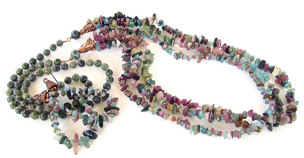 Handmade necklace in mixed tourmaline