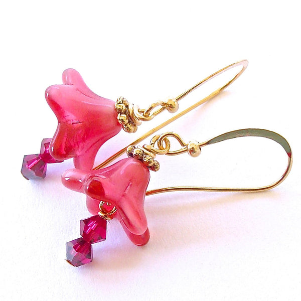 Hot Pink Crystal Earrings