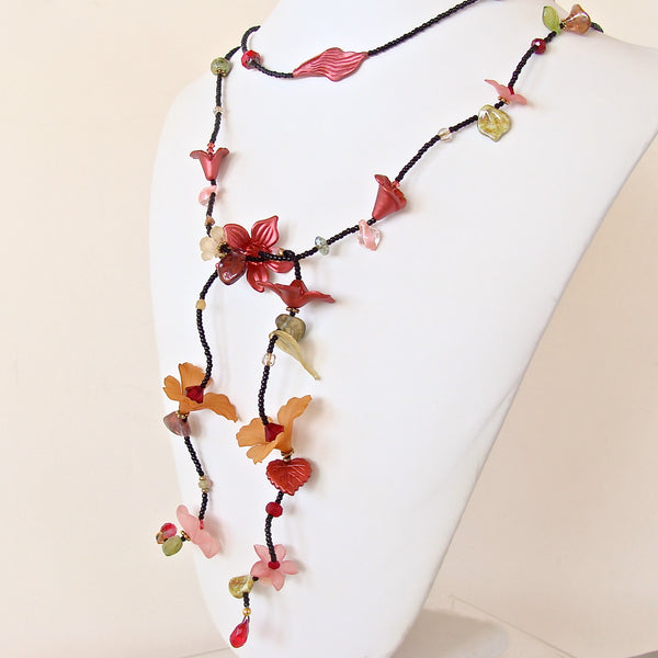 Lady Bug: Red Flower Necklace