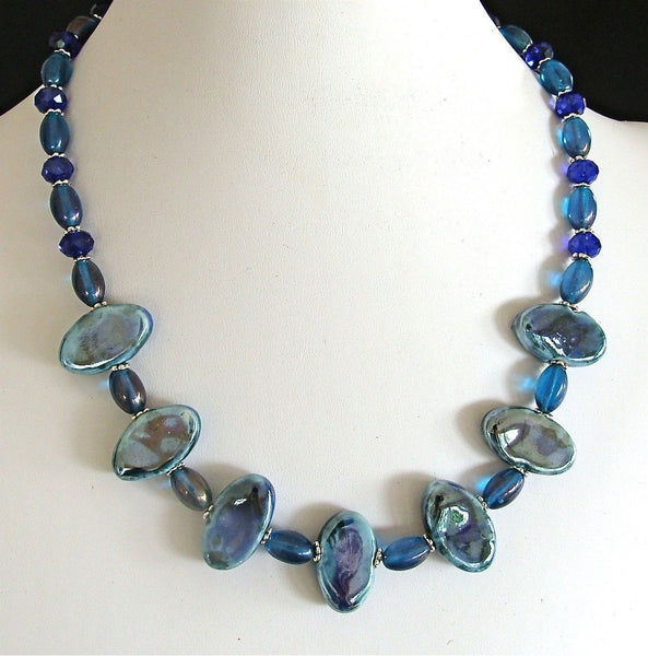 Kind of Blue: 18.5 inch Porcelain Bead Necklace