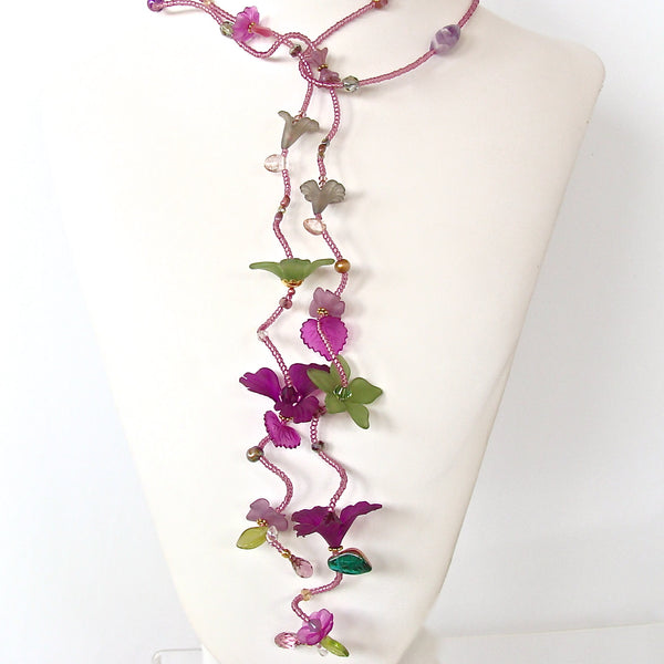 Long Beaded Flower Necklace