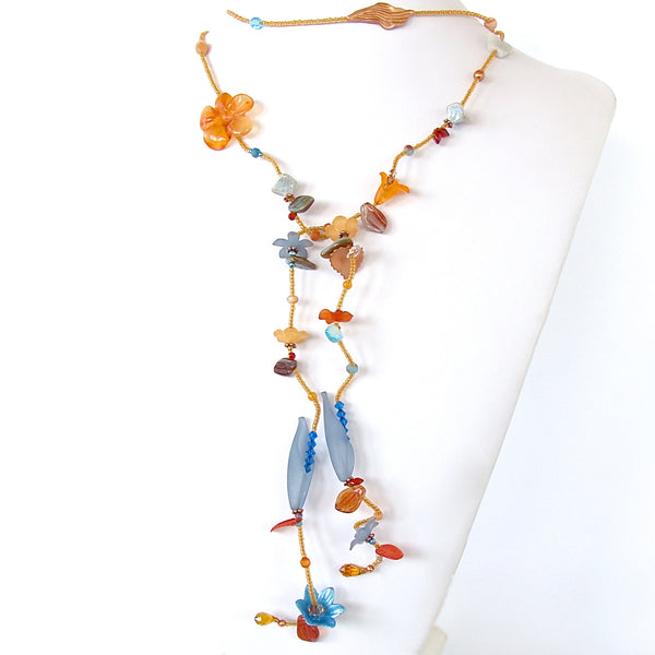 long beaded flower necklace