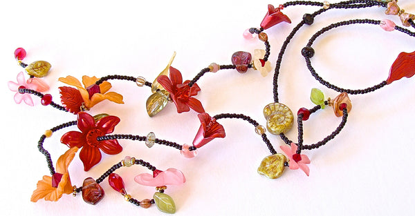 Lady Bug: Red Flower Necklace