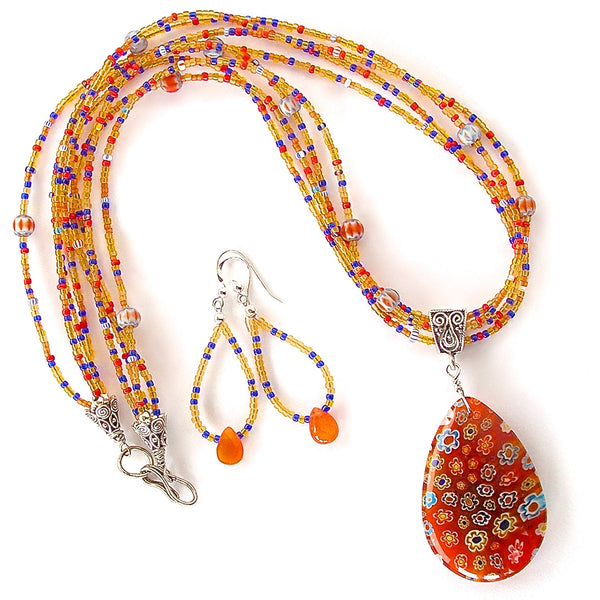 Millefiori Pendant Necklace