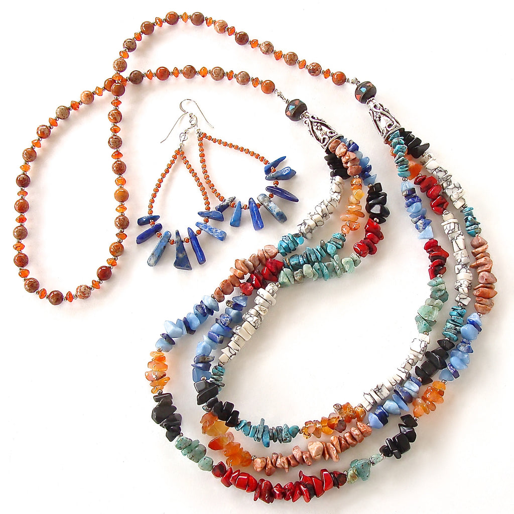 Mixed Gemstone Necklace in Southwest Style
