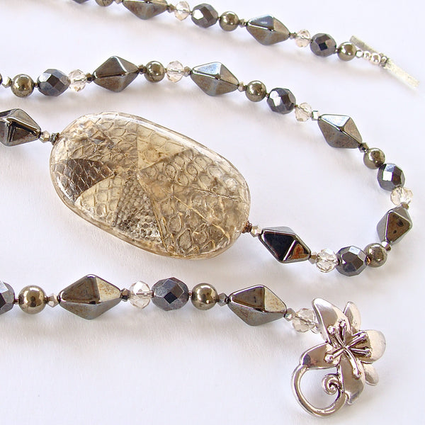 Diamondback: Silver Beaded Necklace