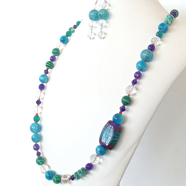 multi colored stone necklace