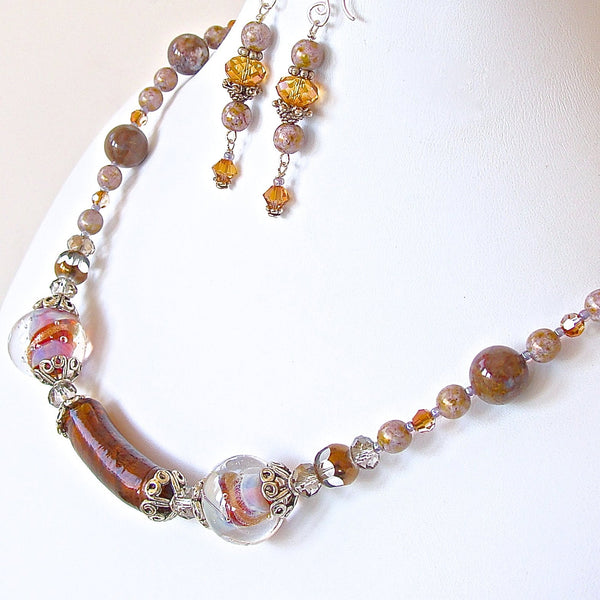 OOAK Art Glass and Semi-precious Stone Jewelry