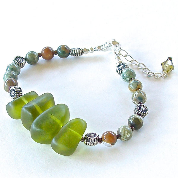 Olive and Terracotta Beaded Bracelet