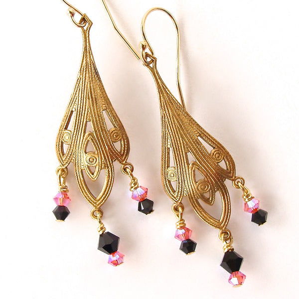 Pink and Black Earrings