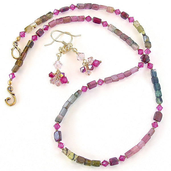 Pink and green necklace