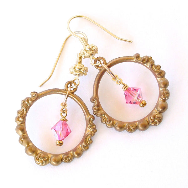 Pink crystal earrings