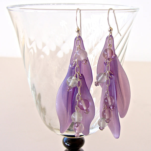 purple gemstone dangle earrings