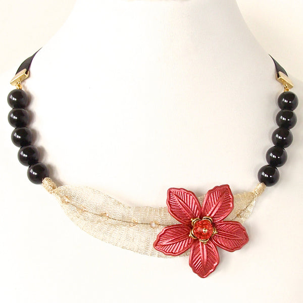 Red Flower Necklace