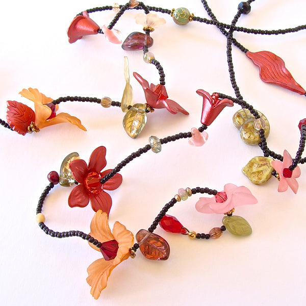 Lady Bug: Red Flower Necklace