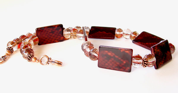 Red Necklace with Snakeskin Print