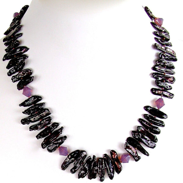 Reversable black pearl necklace