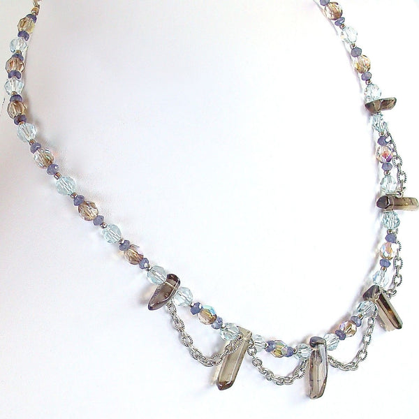 Smoky quartz and chain necklace