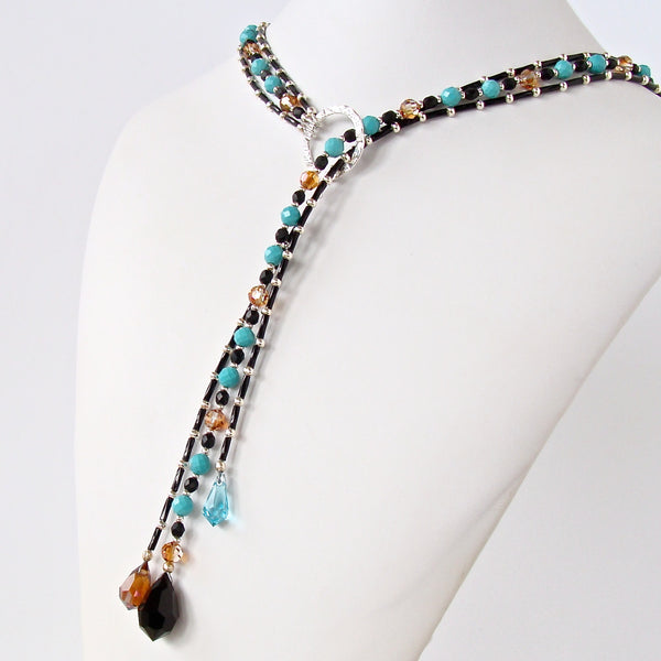 Moon Walker: Turquoise Blue Lariat Necklace
