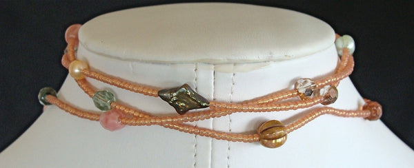 Spring Punch 50 inch Pearl and Crystal Necklace