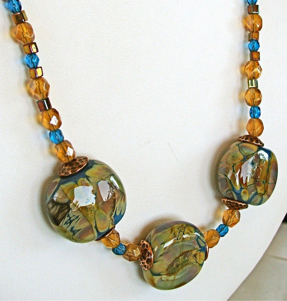 Sunflower: 19" Blown Glass Necklace Set