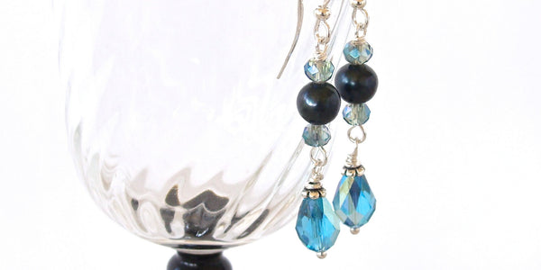 Teal and Turquoise Crystal Earrings