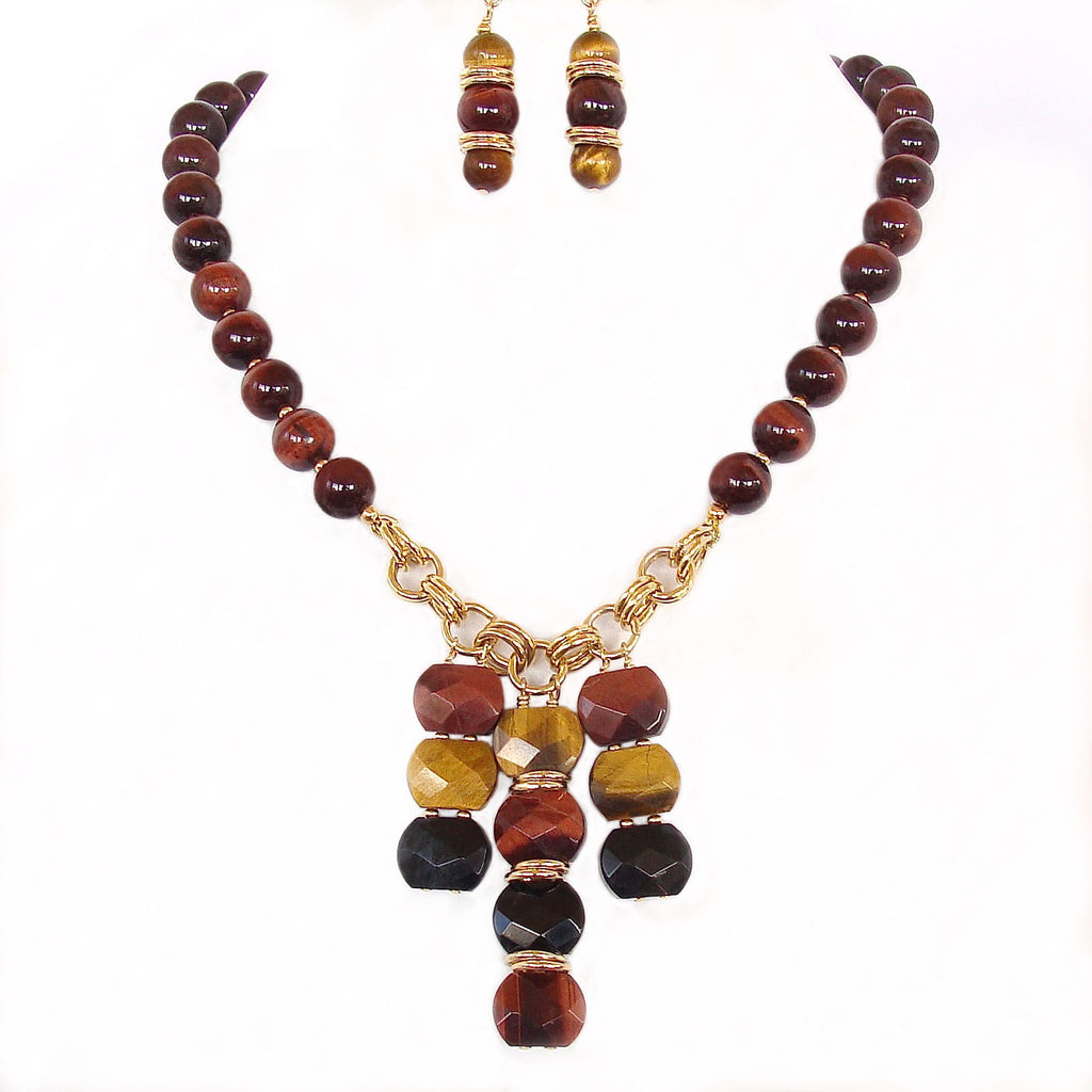 Tigers eye pendant necklace set