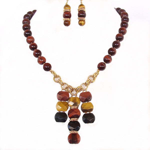 Tigers eye pendant necklace set
