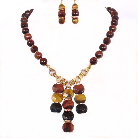 Tigers eye pendant necklace set