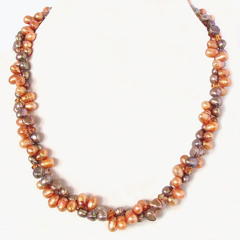 Twisted Pearl Necklace in Orange