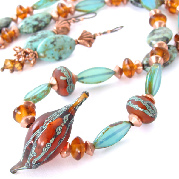 Vega: Unique Necklace with Green Turquoise