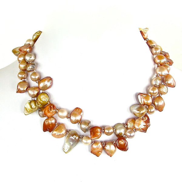 Yellow and orange pearl necklace