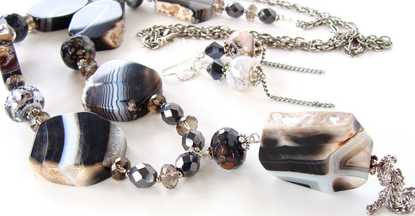 agate slab necklace set