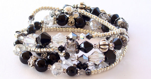 black and silver beaded bracelet