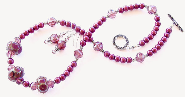 Plum Necklace with Art Glass