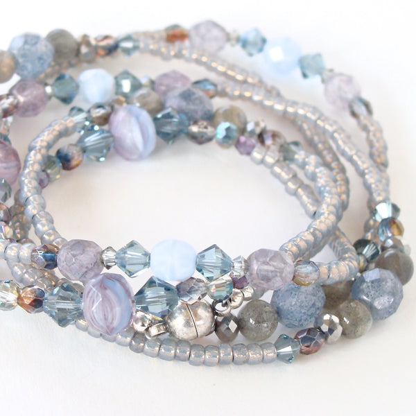 blue and silver bracelet