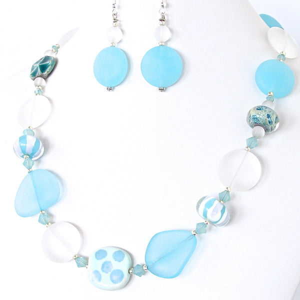 blue sea glass necklace