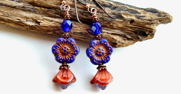 blue and orange earrings