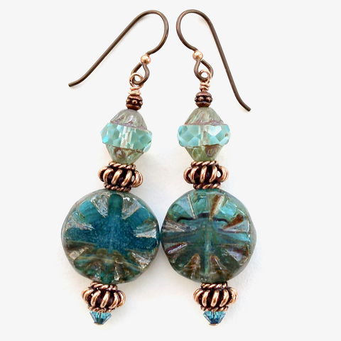 blue green earrings