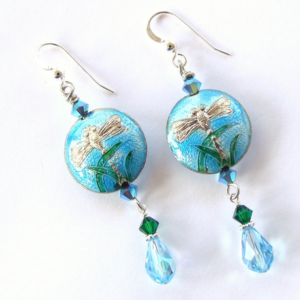dragonfly crystal earrings