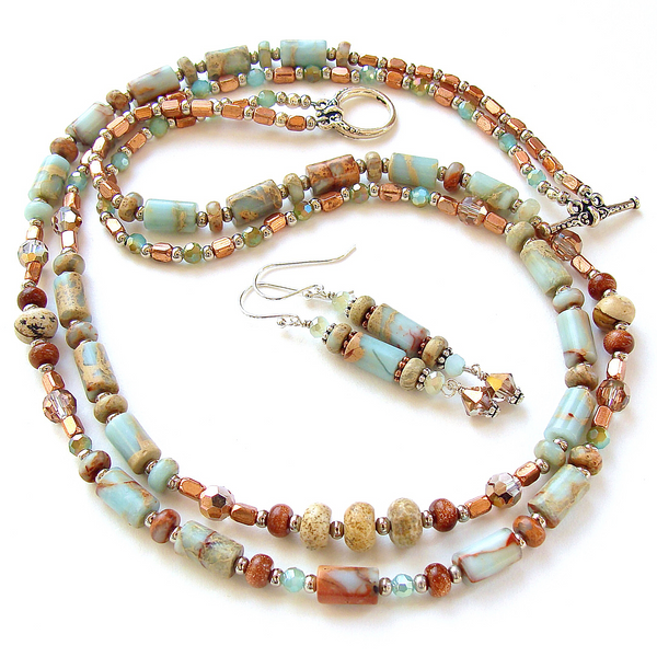 earth tone blue necklace