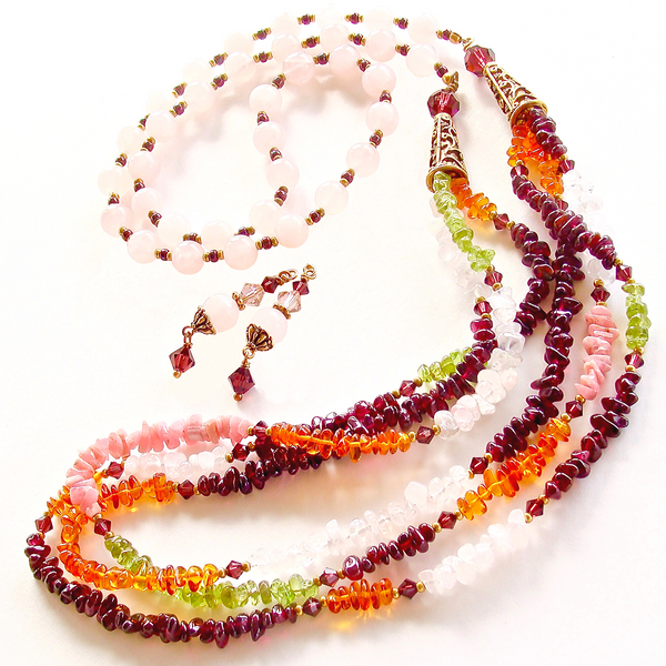 garnet and peridot necklace set