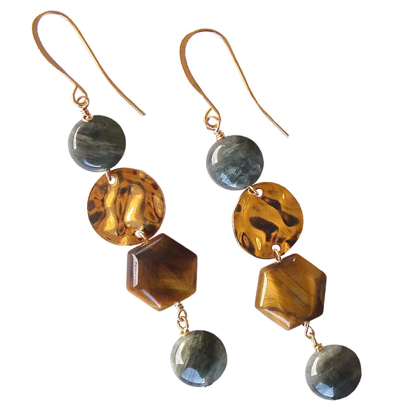 green and gold earrings