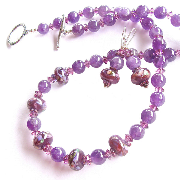 handmade amethyst necklace set