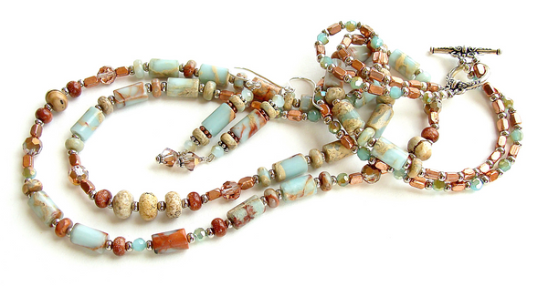 mixed metals necklace with jasper
