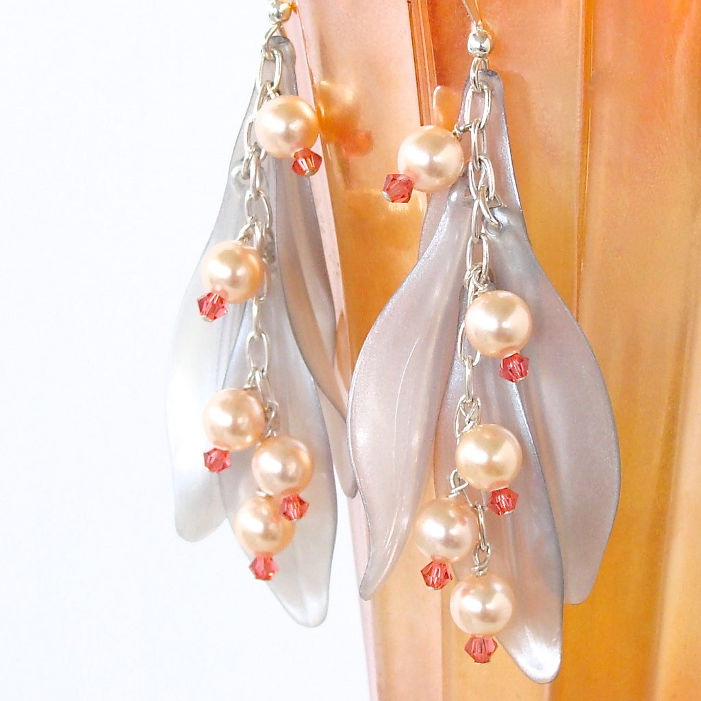 Peach crystal dangle earrings