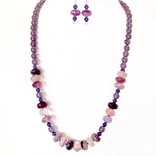 purple stone necklace set