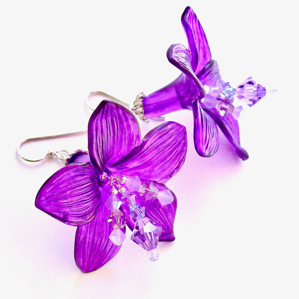 purple flower earrings